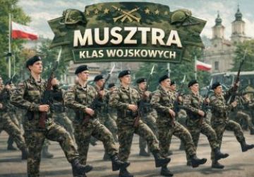 Musztra klas wojskowych na rynku w Wadowicach